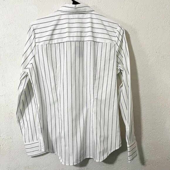Worthington White Long Sleeve Black Dobby Stripe Button Down Blouse NWT Small - Picture 8 of 12